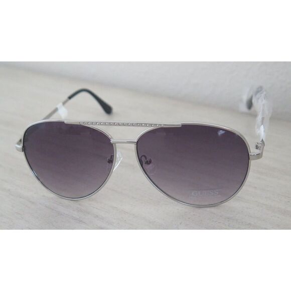 GUESS GF0399 01B Women's Silver/Gray Aviator Sunglasses - Picture 4 of 9